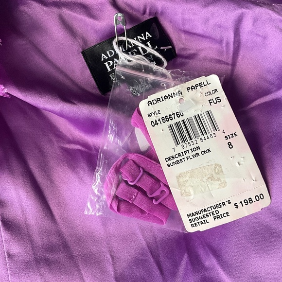 Adrianna Papell 3D Floral One Shoulder Cocktail Dress Event Party Purple 8 - Picture 11 of 12